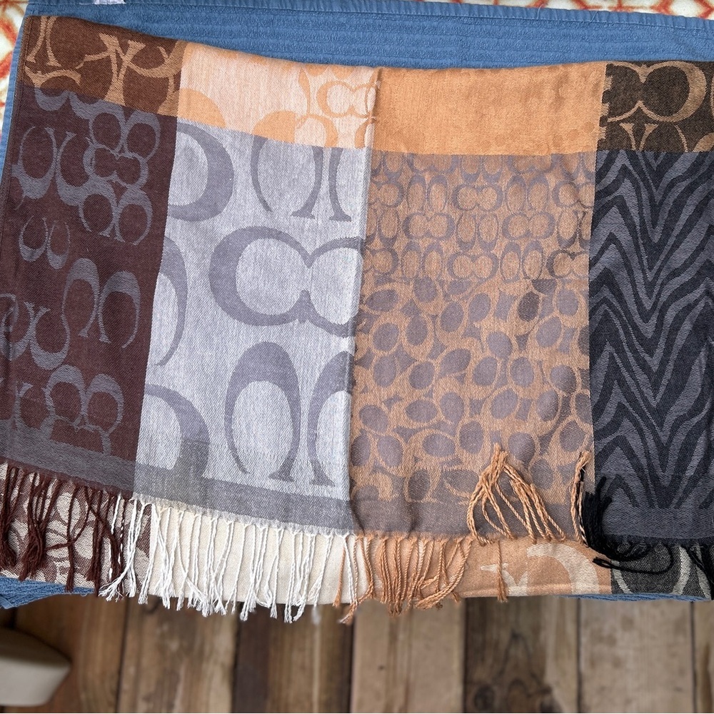 Coach Signature Patchwork Pashima Scarf in Earth Tones